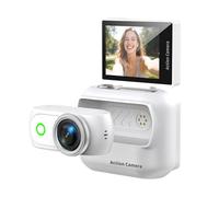 XUMIUZIY Cámara de Acción con Pantalla Abatible, Cámara 4K Magnética con Batería Dual, for Deportes Al Aire Libre y Grabación de Viajes (White)