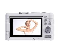 XUMIUZIY Cámara Digital 4K para Fotografía, Cámara de Vlogging de Enfoque Automático de 48MP con Pantalla de Flip de 180 Grados de 3 Pulgadas, Zoom Digital de 18x, Anti Shake, 22 Filtros (White)