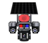 XUMIUZIY Cámaras de Seguridad Solares Inalámbricas para Exteriores, Cámaras de Vista de 360° WiFi 2.4G con Lente Triple, Detección de Movimiento AI, Visión Nocturna, Audio de 2 Vías,