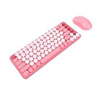 XUMIUZIY Combo de Teclados y Mouse Inalámbricos, Juego de Mouse y Teclado para Computadora con Bluetooth, Tecla Redonda Retro, Diseño de 85 Teclas, óptico, Receptor USB, para