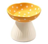 XUMIUZIY Comedero Elevado de Cerámica para Gato, Plato Ancho y Superficial | Base estable antideslizante, decoración del hogar, cerámica de fácil limpieza, comedero para gatos apto para bigotes
