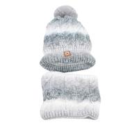 XUMIUZIY Conjunto de Bufanda con Gorro Calentado por USB para Invierno, Gorro de Punto Grueso a Prueba de Viento Degradado con Bufanda para Exteriores (GRAY)
