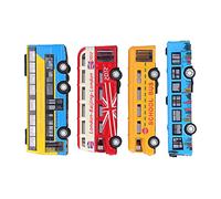 XUMIUZIY Juego de Juguetes de Autobús de Aleación, Modelo de Vehículo Extraíble Duradero para Juguetes para Niños, Adecuado para Decoración de Niños Mayores de 3 Años ((Juego de 4 Piezas Combinado