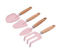 XUMIUZIY Juego de Rastrillos de Mano con Palas de Jardín para Niños, Herramientas Duraderas y Seguras para Jugar Al Aire Libre y Jardinería, Hierro de Madera de 7 Pulgadas, 4 Uds. (Pink)