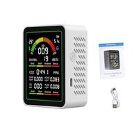 XUMIUZIY Monitor de Calidad del Aire con Pantalla LCD a Color, Detector Portátil de CO2 con Medidor de Ruido, Detección en Tiempo Real, índice de Calidad del Aire, Temperatura, Humedad, Analizador