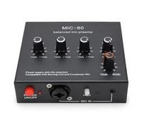 XUMIUZIY Preamplificador de Micrófonos, 48V Fuente de Alimentación Aleación de Aluminio Circuito Balanceado Booster para la Transmisión en para Condensador Dinámico (Con cable de sonido de 3.5