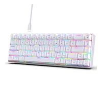 XUMIUZIY Teclado de Juego Mecánico, 68 Teclas Teclado con Cable con Teclas Intercambiables en Caliente y Modos de Retroiluminación de 19 RGB, Interruptor Rojo Que Se Puede Hacer en (White)