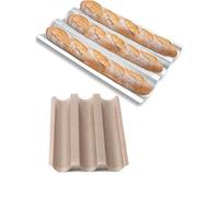 XUMKFJRE 1/2 pieza de molde antiadherente for baguette, for pan francés, bandeja for hornear, herramienta repostería, for, ondulado, palo largo(Silver 3 loaf)