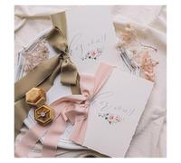 XUMKFJRE 2 Piezas de Recuerdo Boda, Libro votos con discurso Alegre Flores avanzadas, Cinta for él y for Ella, Tarjeta, Accesorios for Fotos para la Ceremonia de Boda(Color-06)