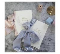 XUMKFJRE 2 Tarjetas de votos Boda en Bronce con Cinta satén Seda y Flores pintadas a Mano. Libro juramentos matrimoniales para la Ceremonia de Boda(Color-08)