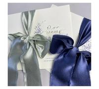 XUMKFJRE 2 Tarjetas de votos Boda en Bronce con Cinta satén Seda y Flores pintadas a Mano. Libro juramentos matrimoniales para la Ceremonia de Boda(Color 40)