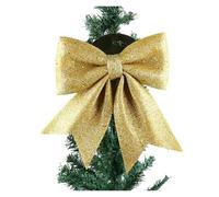 XUMKFJRE Adorno navideño Hecho a Mano con Lazo de Cinta navideña Purpurina Brillante y Oro Rojo Grande, decoración for árbol Navidad(Gold 17x18cm)