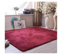 XUMKFJRE Alfombra Habitacion Alfombra Gruesa de Terciopelo Cordero, decoración for Sala Estar, for Dormitorio y pie Cama(Wine Red,100x160cm)