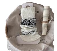 XUMKFJRE Calentadores De Piernas De Invierno Para Mujer 1 Pair Women's Socks Autumn Winter Retro Pile Warm Thick Leg Covers Diamond Shaped Calf Knitted Booty Warmers(White)