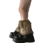 XUMKFJRE Calentadores De Piernas De Invierno Para Mujer 15cm Imitate Plush Leg Warmers Winter Women Warm Footless Boot Covers Thicken Short Woolen Sock Cover