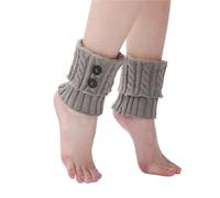 XUMKFJRE Calentadores De Piernas De Invierno Para Mujer 2 Pair Women Button Detail Pattern Crochet Knitted Soft Warm Leg Warmers, Women's Stockings & Hosiery(Light Grey)