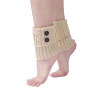 XUMKFJRE Calentadores De Piernas De Invierno Para Mujer 2 Pair Women Button Detail Pattern Crochet Knitted Soft Warm Leg Warmers, Women's Stockings & Hosiery(Beige)
