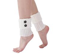 XUMKFJRE Calentadores De Piernas De Invierno Para Mujer 2 Pair Women Button Detail Pattern Crochet Knitted Soft Warm Leg Warmers, Women's Stockings & Hosiery(White)