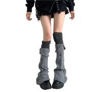 XUMKFJRE Calentadores De Piernas De Invierno Para Mujer Ball Knitted Foot Cover Sweet Leg Warmer Knit Socks Women Autumn Winter Heap Cute Ripped Sock(Grey)