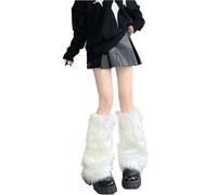 XUMKFJRE Calentadores De Piernas De Invierno Para Mujer Leg Warmers And Winter Warm Black And White Long Socks Boot Cover For Women(White 25cm)