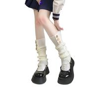 XUMKFJRE Calentadores De Piernas De Invierno Para Mujer Woman Leg Warmers Autumn And Winter Ribbon Black Knee Long Socks Knitted White(Fuchsia)