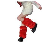 XUMKFJRE Calentadores De Piernas De Invierno Para Mujer Women Winter Leg Warmer Lady Stockings Sweet Polychrome Warm Boots Warmers(Red)