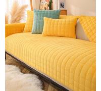 XUMKFJRE Flannel Sofa Cushion Four Seasons General Non-Slip Thickened Living Room Backrest Cover Plush Seat para Sala de Estar(Yellow,90x240cm 1pcs)