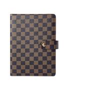 XUMKFJRE Loose-leaf Notebook Cover Stationery Hand Ledger Notebook Planner PU Leather Case For Noteook Binder Journal Binder(Chequer brown,A5)