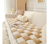 XUMKFJRE Plaid Thicken Plush Sofa Cover Non-Slip Winter Warm Towel Mat L Shape Flannel Couch Cushion Slipcover for Living Room para Sala de Estar(Light Brown,45x45cm)