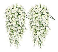 XUMKFJRE Plantas Artificiales 1/2Pc 75cm Blanco Artificial Gloria de la mañana Colgante Pared Plantas violetas Flores Enredaderas for decoración Boda del jardín hogar para decoración(White)