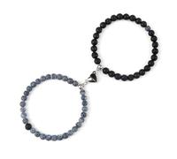 XUMKFJRE Pulsera De Cristal 2 unids/set romántico forma de corazón pulseras colgantes con imán 6 8MM brazaletes piedra desgastada joyería pareja hecha a mano Strench para mujeres(6mmstyle 22)