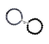 XUMKFJRE Pulsera De Cristal 2 unids/set romántico forma de corazón pulseras colgantes con imán 6 8MM brazaletes piedra desgastada joyería pareja hecha a mano Strench para mujeres(8mmstyle 1)
