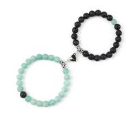 XUMKFJRE Pulsera De Cristal 2 unids/set romántico forma de corazón pulseras colgantes con imán 6 8MM brazaletes piedra desgastada joyería pareja hecha a mano Strench para mujeres(8mmstyle 16)