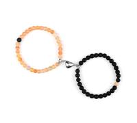 XUMKFJRE Pulsera De Cristal 2 unids/set romántico forma de corazón pulseras colgantes con imán 6 8MM brazaletes piedra desgastada joyería pareja hecha a mano Strench para mujeres(6mmstyle 7)