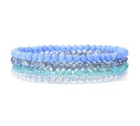 XUMKFJRE Pulsera De Cristal 4 unids/set pulseras de cristal for mujeres niñas cuentas piedra gris rosa blanco azul serie joyería moda para mujeres(17cm,Color-2)