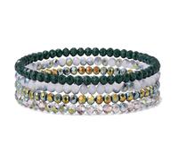 XUMKFJRE Pulsera De Cristal 4 unids/set pulseras de cristal for mujeres niñas cuentas piedra gris rosa blanco azul serie joyería moda para mujeres(17cm,Color-13)