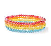 XUMKFJRE Pulsera De Cristal 4 unids/set pulseras de cristal for mujeres niñas cuentas piedra gris rosa blanco azul serie joyería moda para mujeres(19cm,Color-5)