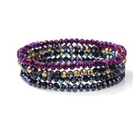 XUMKFJRE Pulsera De Cristal 4 unids/set pulseras de cristal for mujeres niñas cuentas piedra gris rosa blanco azul serie joyería moda para mujeres(19cm,Color-11)