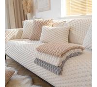 XUMKFJRE Thicken Plush Sofa Towel Universal Cover Non-Slip Combination Couch Covers for Living Room para Sala de Estar(A1 Beige,P 110x210cm 1pc)