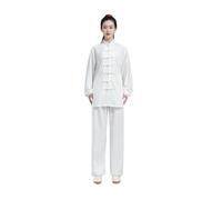 XUMKFJRE Traje de Tai Chi de algodón for Mujer, Uniforme de Artes Marciales de Kung Fu y Wushu for Hombre, Chaqueta y pantalón Wing Chun, Ropa de Ejercicio Oriental(White,L(170cm))