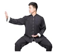 XUMKFJRE Trajes Wing Chun Tang de Lino, Uniformes de Artes Marciales, Kungfu, Ropa Tradicional, Ropa de Tai chi(Black,XL)