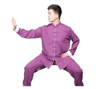 XUMKFJRE Trajes Wing Chun Tang de Lino, Uniformes de Artes Marciales, Kungfu, Ropa Tradicional, Ropa de Tai chi(Purple,XL)
