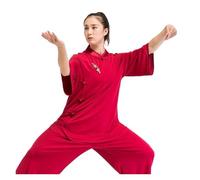XUMKFJRE Uniforme de Artes Marciales, Ropa de Tai chi, Conjunto de Kung fu, Ropa de Wushu for Mujer, Ropa de Entrenamiento con Cuello Oblicuo elástico(Wine Red,L)