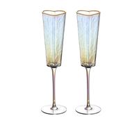 XUMKFJRE Vasos De Cristal Copa de cristal en forma corazón con borde dorado for beber vino for el club fiesta casa para Hogar(2pcs)