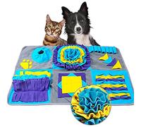 Xummi Alfombra olfativa para perros, lavable, juguete de inteligencia, plegable, olor antideslizante, juguete de inteligencia para mascotas, perros, gatos (huella de patas azules)