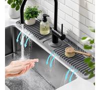 Xummi Alfombrilla de silicona para fregadero de cocina, alfombrilla antisalpicaduras con inclinación de 7°, para cocina y baño (gris, 60 cm)