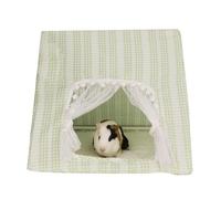 Xummpxuk Chinchilla House - Escondite triangular de conejo suave, acogedora tienda de campaña pequeña verde y blanca, suministros relajantes para dormir para animales pequeños para conejo, hámster