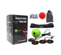 Xummpxuk Diadema de pelota de boxeo, pelotas de entrenamiento de reacción de boxeo, juego de bolas de reflejo de boxeo sin taladrar para mejorar la velocidad, coordinación ojo-mano para hombres, niños