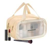 Xummpxuk Neceser para mujer, organizador de maquillaje seco y húmedo, bolsa de ducha | Bolsa de champú con asas para vacaciones al aire libre, camping, beige, Refer to description, Unisex