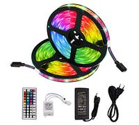 XUNATA 12V Tiras LED RGB 5050 SMD para TV Tira de Luces LED Kit Completo con Control Remoto de 44 teclas y Pegatina de Espuma de Actualización- 10 metros, IP65 a prueba de agua